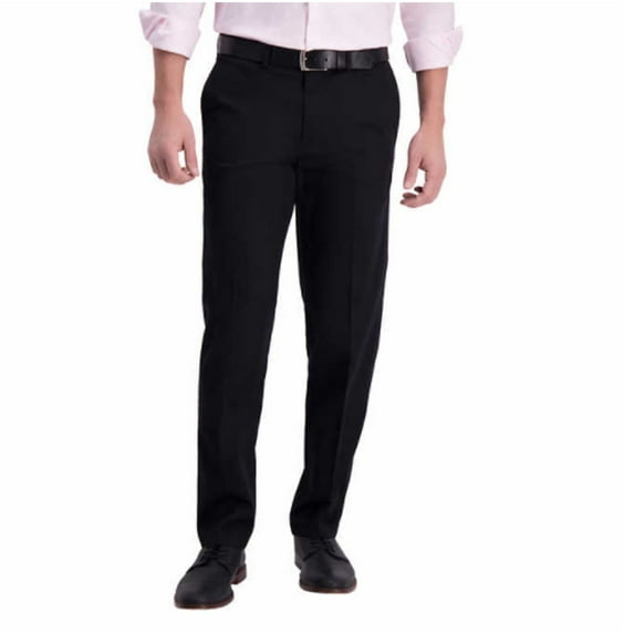 Haggar Mens Non-Iron Pant. Premium. Perfect Fit Waistband 32/30 BLACK