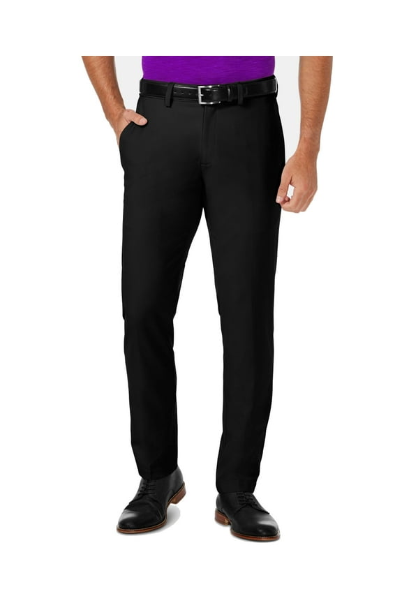 Haggar Mens Pants 29X30 Slim Fit No-Iron Dress Stretch Black 29