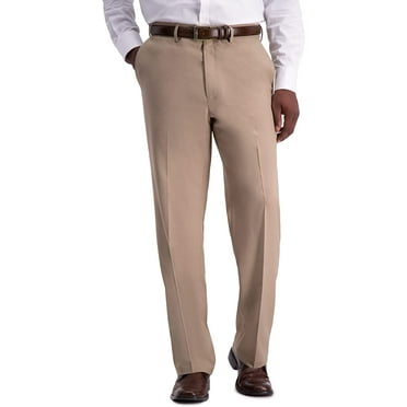 Haggar Mens Premium Comfort Classic Fit Flat Front Dress Pant 44W x 29L Medium Khaki