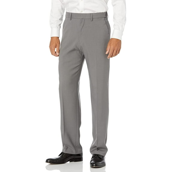 Haggar Mens Classic fit Dress Pants 34 / 29 Charcoal Grey Solid Stretch