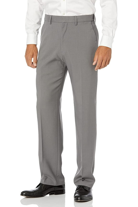 Mens Classic fit Dress Pants 34 / 29 Charcoal Grey Solid Stretch