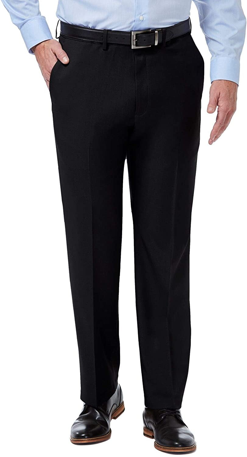 Haggar Mens Classic fit Dress Pants 42 / 30 Black Solid Stretch -  Walmart.com