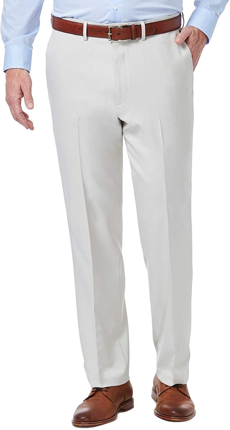 Haggar Uomo Pantaloni Classici Comfort Fit - Grigio, Vita 36, Lunghezza 32, Vestibilità Classica, Cintura Espandibile