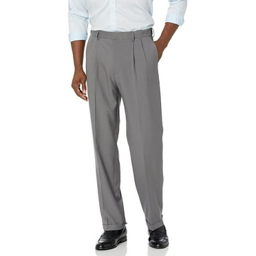 Haggar Mens Premium Comfort Classic Fit Pleat Expandable Waist Pant 36W x 29L Medium Grey