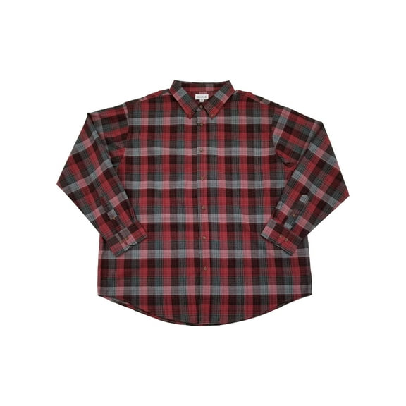 Haggar Mens Red & Black Plaid Woven Long Sleeve Button-Down Shirt M