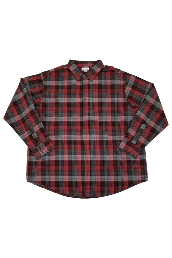 Mens Red & Black Plaid Woven Long Sleeve Button-Down Shirt XXL