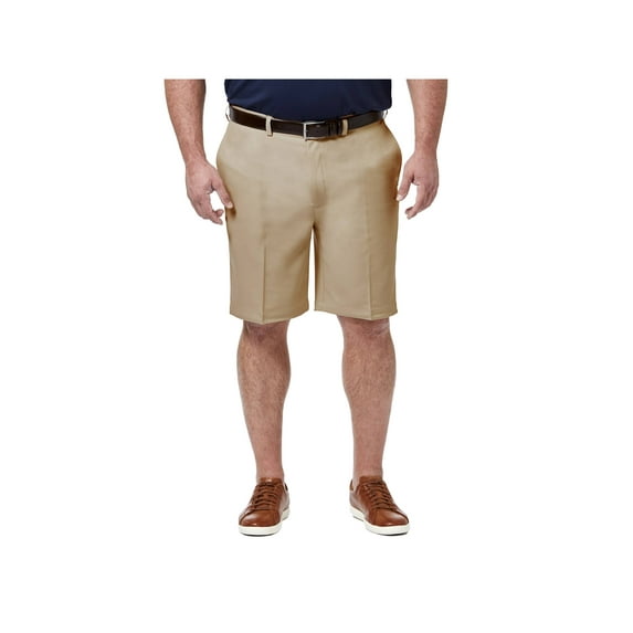 Haggar Mens Shorts Big & Tall Cool 18 Pro Khakis Chinos Beige 50