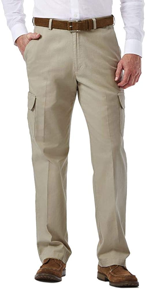 Haggar Pantalone Cargo Uomo - Vestibilità Classica, Vita Espandibile, Colore Cachi, Taglia 44x30