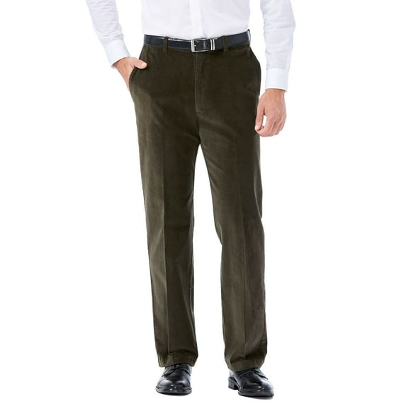 Men's Haggar® Classic-Fit Stretch Expandable Waistband Corduroy Pants Color: Military Green Size: 40X29