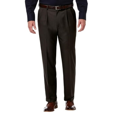 Haggar Mens Stretch Stria Classic Fit Pleated Dress Pants