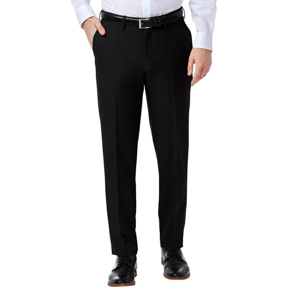 Men’s Haggar® Premium Comfort Flex-Waist Slim-Fit Stretch Flat-Front Dress Pants Color: Black Size: 30X30