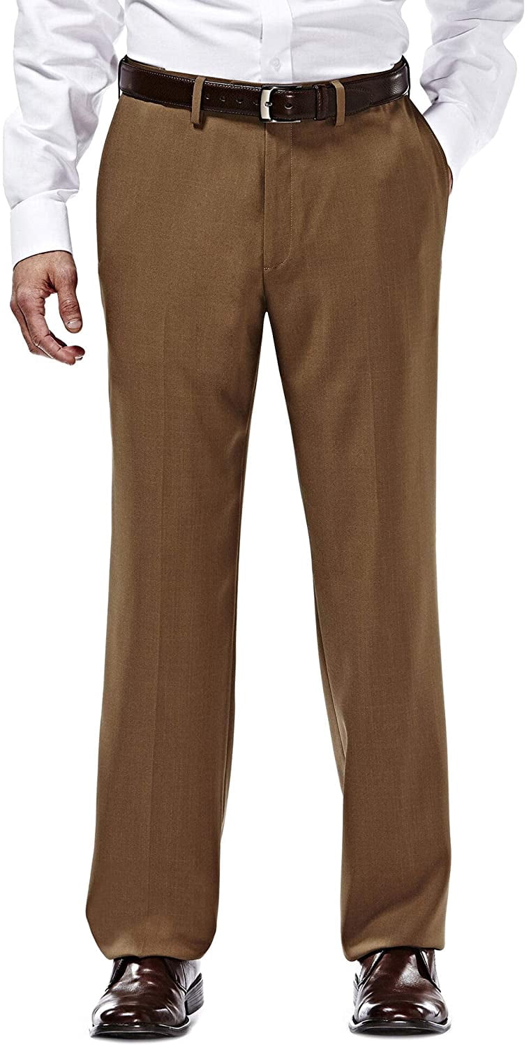 Haggar Mens eCLo Stria Expandable-Waist Plain-Front Dress Pant - Walmart.com