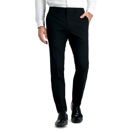Haggar mens 4-way Stretch Ultra Slim Flat Front Dress Pants, Black, 30W x 32L US