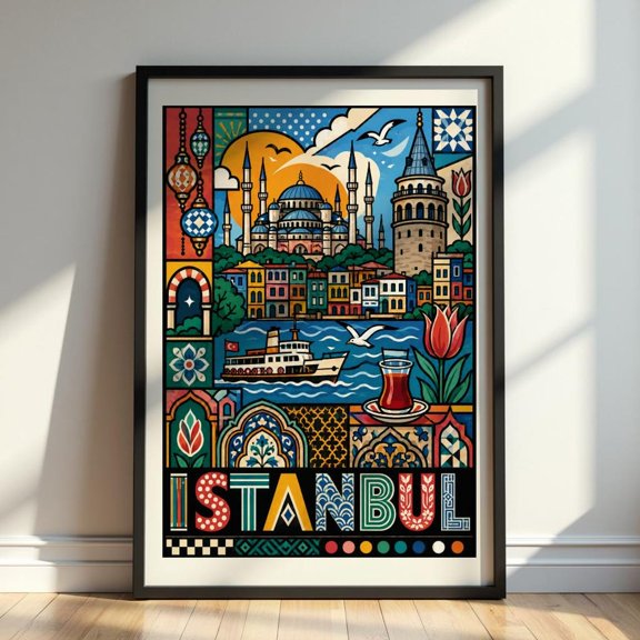 Hagia Sophia Istanbul Travel Art Turkish Architecture Print Historic Wall Decor Vibrant Cityscape Artwork, Unframed Paper Print