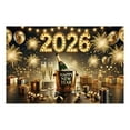thumbnail image 1 of Hagloyecr 2026 Happy New Year Backdrop Glitter Black and Gold New Years Photography Background New Years Holiday Party Decoration For Banner Favor C, 1 of 2
