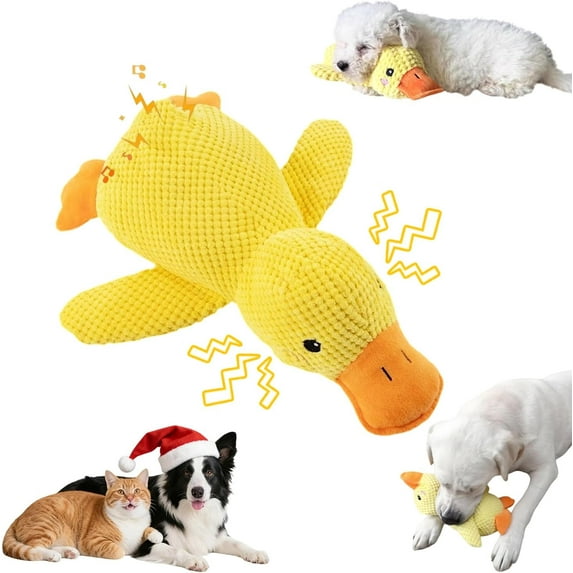 Hagloyecr 2026 Upgraded The Mellow Dog Calming Duck Dog Toy, Calming Ducks Toy for Dogs, Yellow Stuffed Duck Dog Chew Toys for Dogs Indoor Puppy L