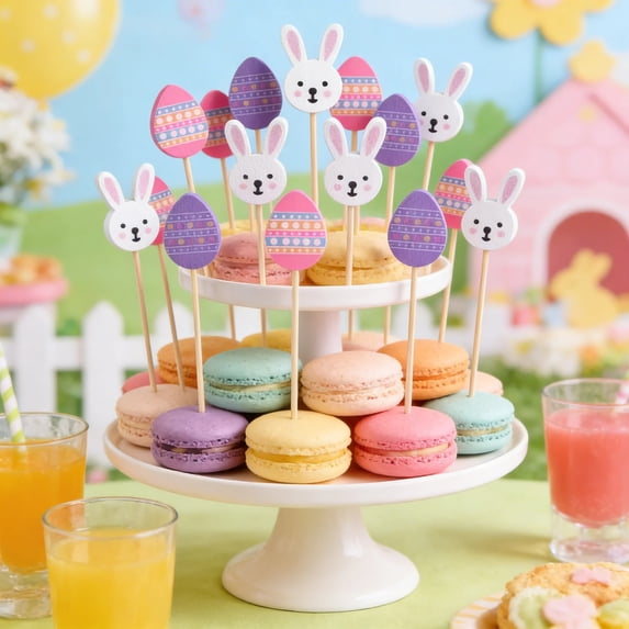 Hagloyecr Easter Picks, Easter Egg Bamboo Skewers Rabbit Toothpicks for Appetizers, Charcuterie Accessories, Bamboo Sticks, Food Picks for Kids, Easter Decor 1PCS