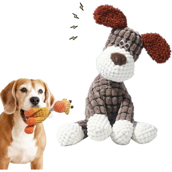 Hagloyecr Indestructible Dog Toy,2026 New Durable Plush Dog Toys for Aggressive Chewers, Squeaky Chew Toy for Small Medium Large Dogs Puppy Teething Toys Brown