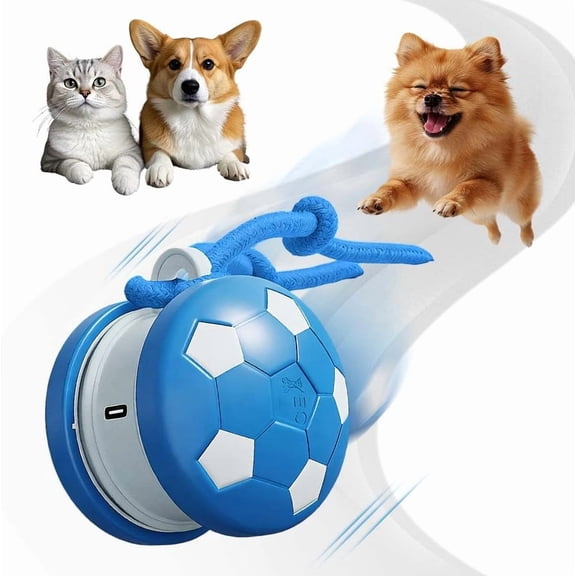Hagloyecr Interactive Dog Toys,2026 New Moving Interactive Dog Ball with Touch Activated,Automatic Electric Rolling Ball Rope,for Puppy,Squeaky DogsToy Active Rolling Balls for Indoor Play Blue