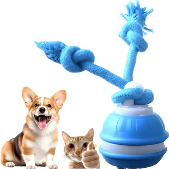 Hagloyecr Interactive Dog Toys Dog Balls,Electric Automatic Moving and Rolling Dog Toy with Rope for Small Medium Dogs,Fun Smart Puppy Toy s for Boredom & Training Blue
