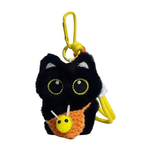 Hagloyecr Plush Black Cat Keychain For Bag Charm Plush Cute Keychain Pendant Cat Lover Gift For Women Handbags Backpacks Purse B