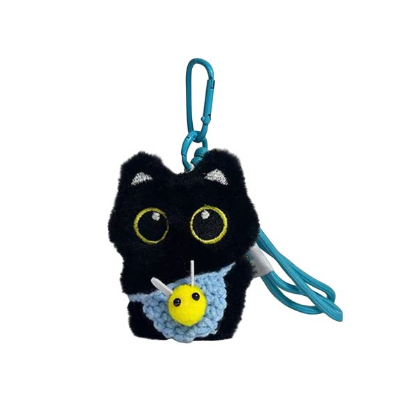 Hagloyecr Plush Black Cat Keychain For Bag Charm Plush Cute Keychain Pendant Cat Lover Gift For Women Handbags Backpacks Purse F