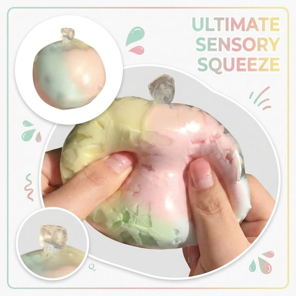 Hagloyecr Stress Balls, Textures Crunchy Sand Squishy Balls ASMR Fidget Squishy Toys with Air Pumps Smoothie Balls for Stress Relief,Squeeze Fidget Toys for Party Favors 1PCS