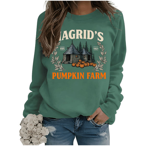 Hagrid's Pumpkin Farm Sweatshirt Hagrid's Pumpkin Farm Long Sleeve Shirt Women Sweatshirt Funny Graphic Top