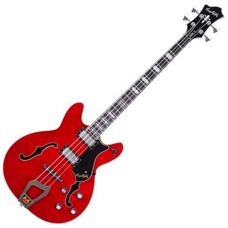 Hagstrom Viking Semi-Hollow Cherry Red Electric Bass Guitar - 22204 Hum Pickups