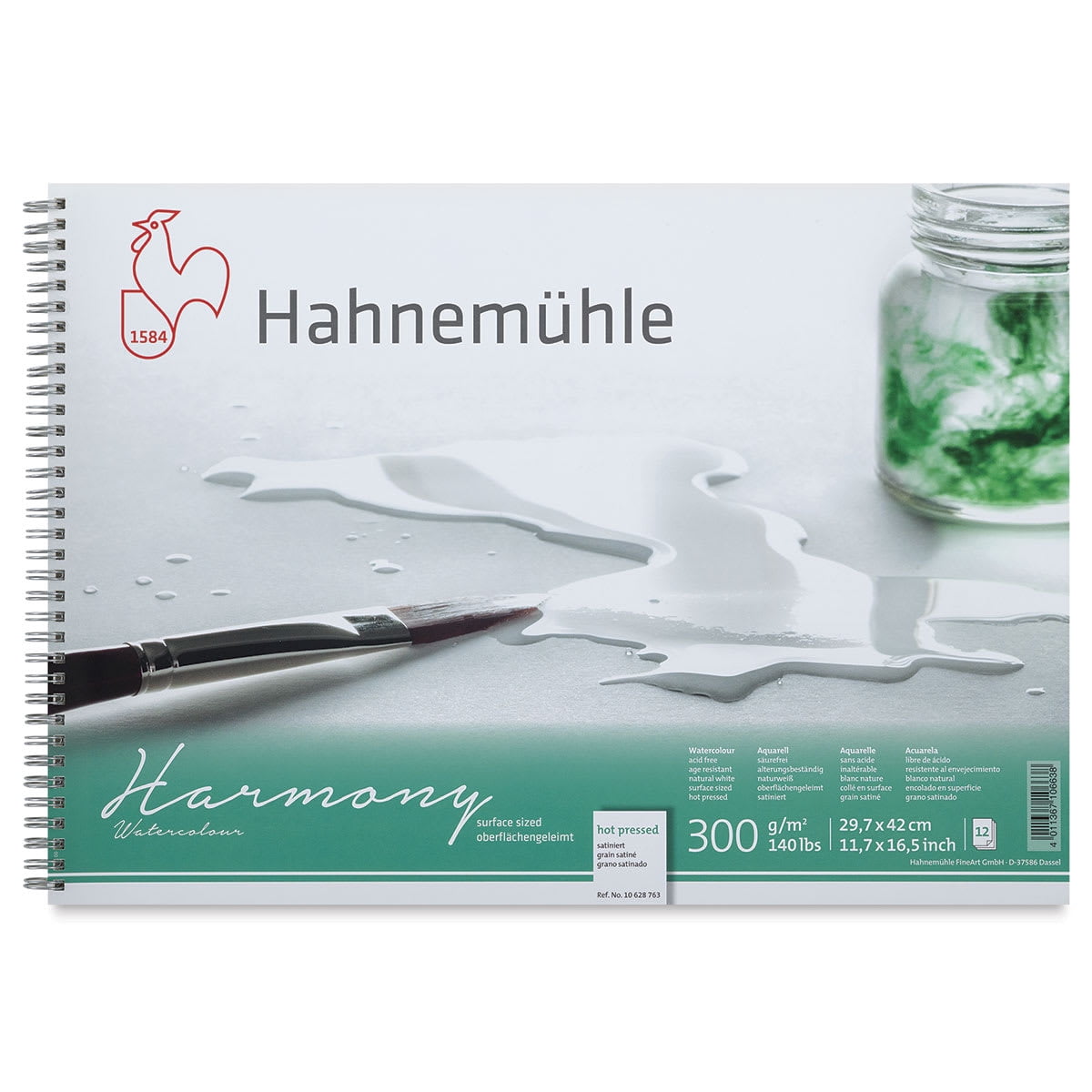 Hahnemühle Harmony Wirebound Watercolor Pad - 11.7" x 16.5", Hot Press, 12 Sheets, 140 lb