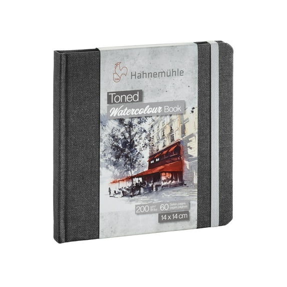 Hahnemuehle Toned Watercolor Paper Book, 30 Sheets, Square, 5.5" x 5.5", Gray