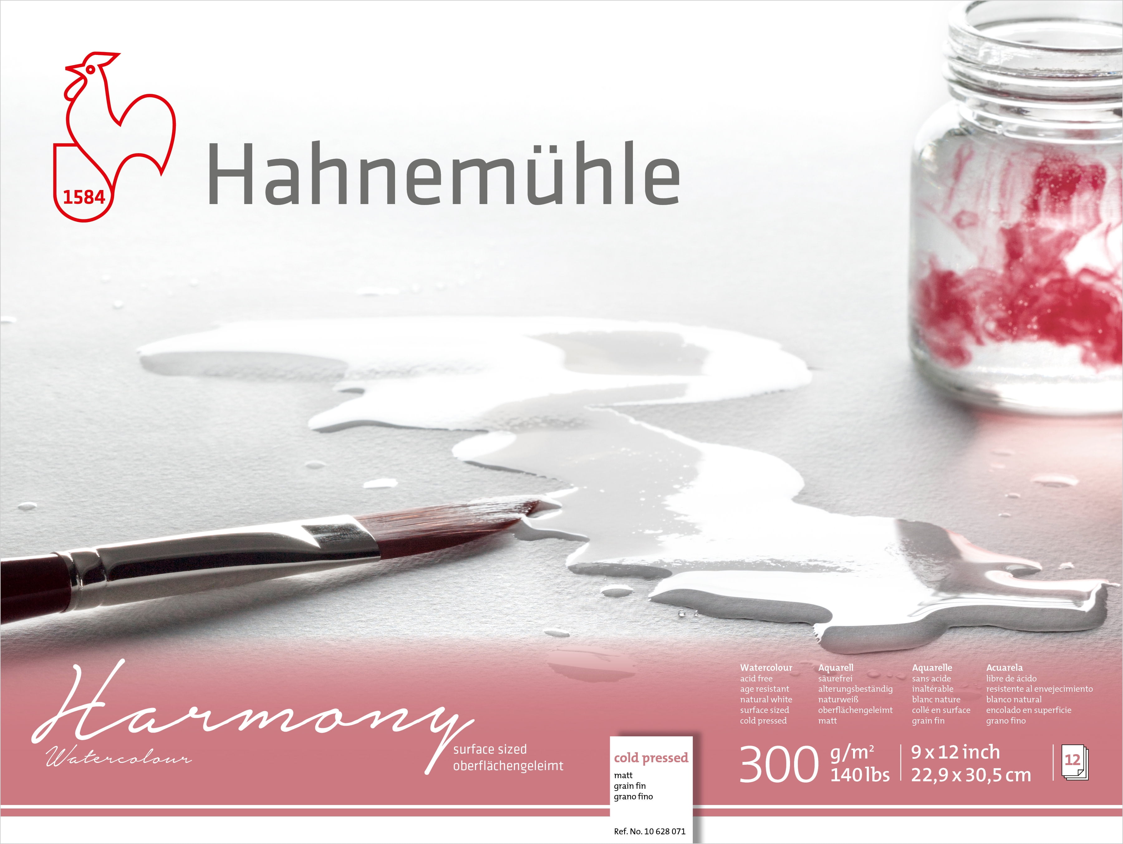 Hahnemuehle Harmony Watercolor Paper Block, 12 Sheets, Cold-Pressed, 9" x 12"