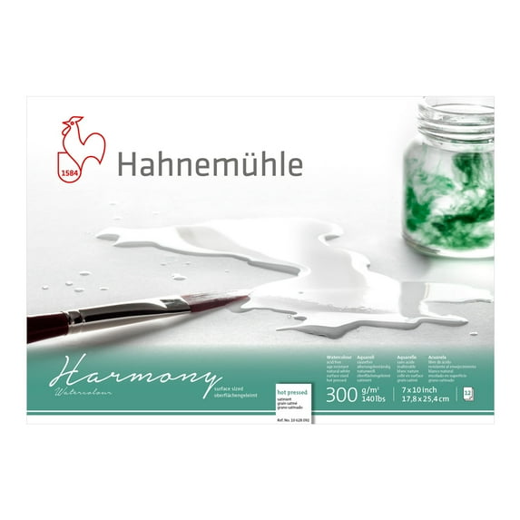 Hahnemuhle Harmony Watercolor Block Hot Pressed 7x10 Inches 12 sheets