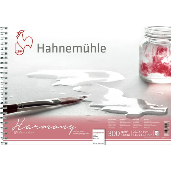 Hahnemuehle Harmony Watercolor Paper Spiral-Bound Pad, 12 Sheets, Cold-Pressed, 11.7" x 16.5"