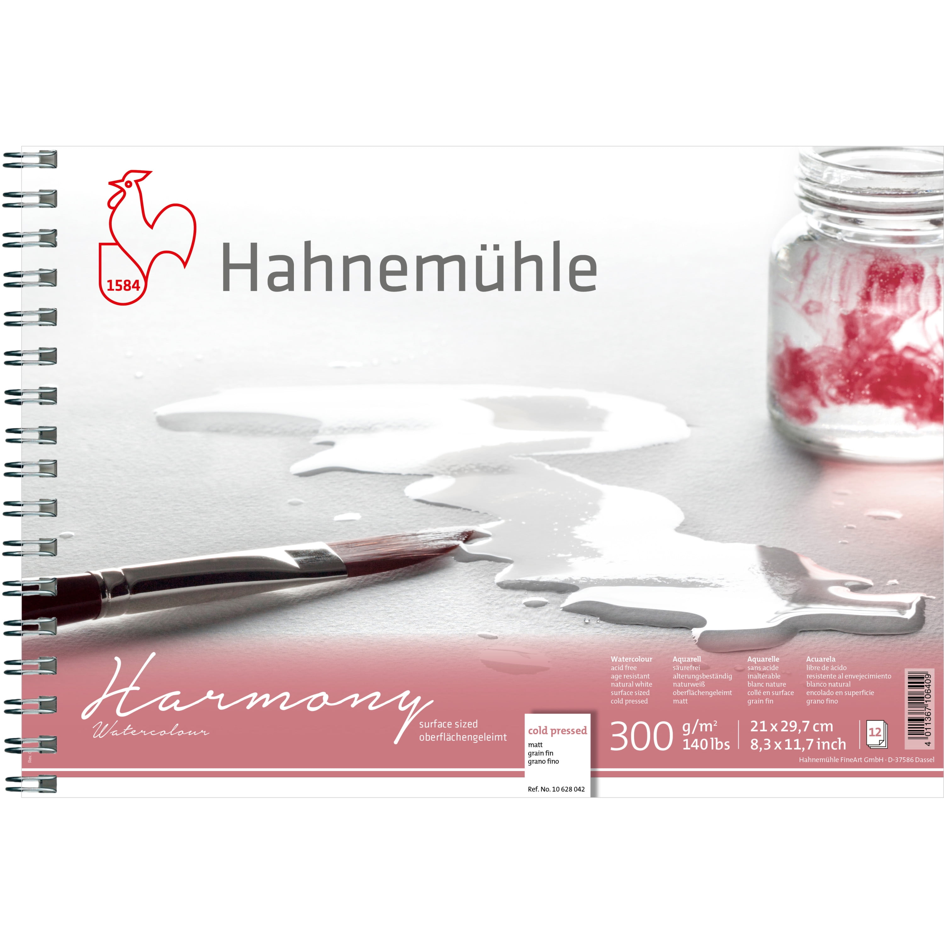 Hahnemuehle Harmony Watercolor Paper Spiral-Bound Pad, 12 Sheets, Cold-Pressed, 8.3" x 11.7"