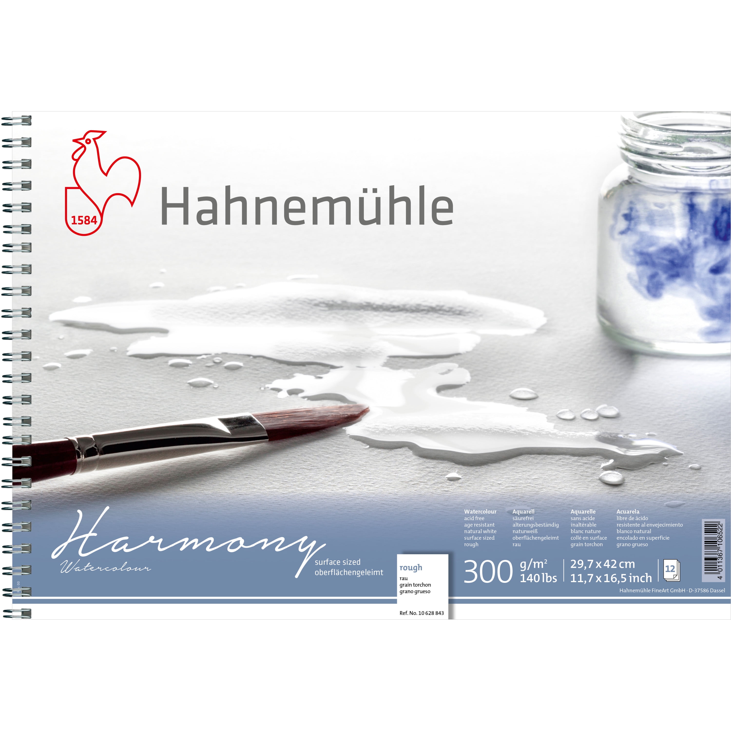 Hahnemuehle Harmony Watercolor Paper Spiral-Bound Pad, 12 Sheets, Hot-Pressed, 8.3" x 11.7"