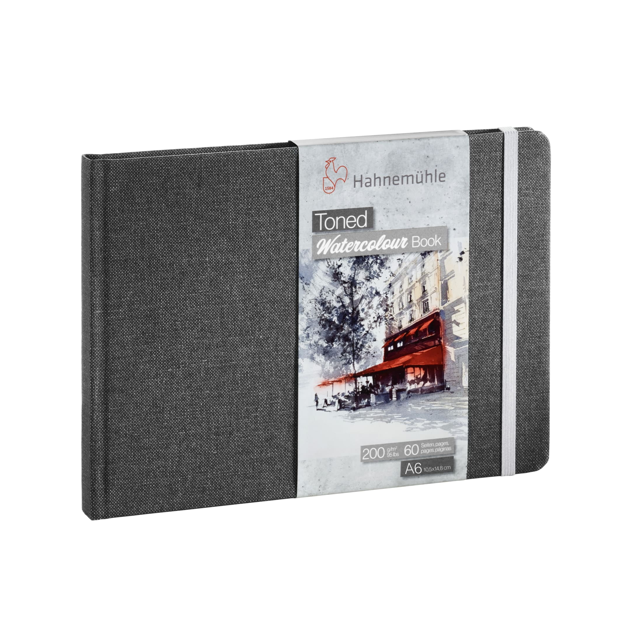 Hahnemuehle Toned Watercolor Paper Book, 30 Sheets, Landscape, A6 (4.1 in x 5.8 in), Gray