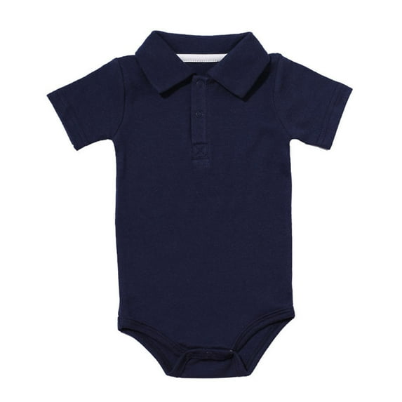 HaiMao Baby Boy Girl Collared Bodysuit Clearance,Short Sleeve Romper, Pure Color Baby Clothes Navy 0 Months