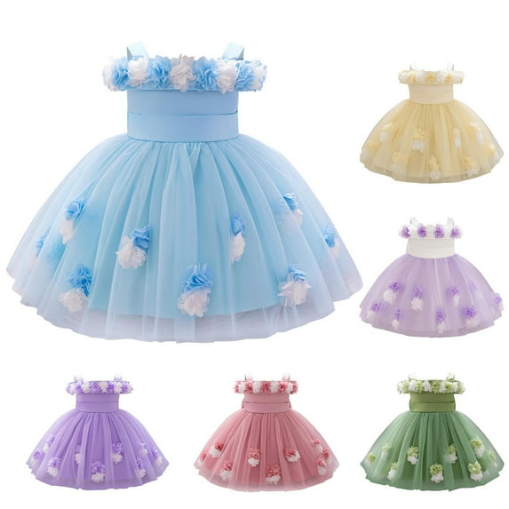 HaiMao Baby Flower Girl Dress Infant Toddlers Kids Cold Shoudler Princess Tutu Tulle Gown for Birthday Party Wedding Pageant Yellow 12 Months
