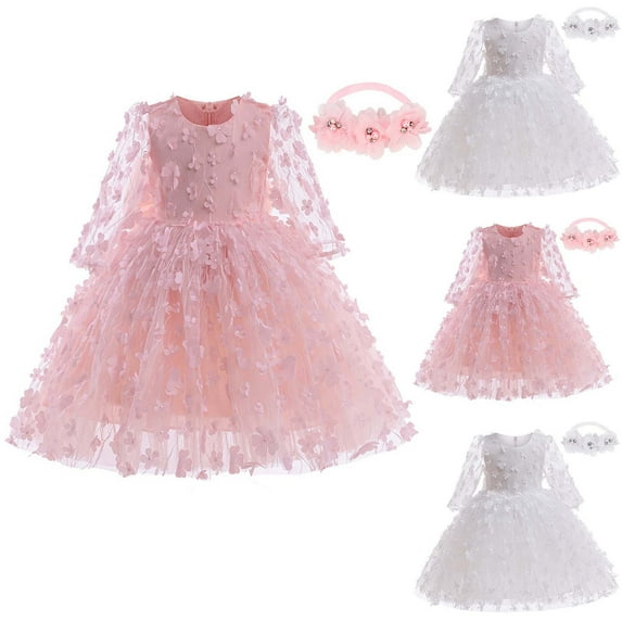 HaiMao Baby Girl Sequins Dress Infant Toddler Tutu Flower Girls Wedding Birthday Party Dresses White 90 2 Years