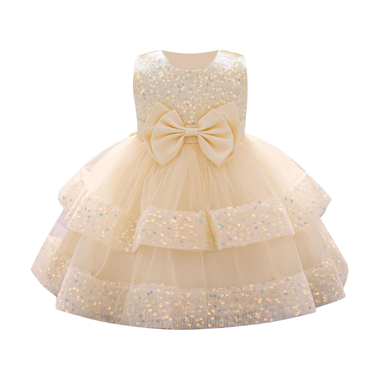 Haimao Baby Girls Dress Toddler Party Dress Cute Church Baptism Birthday Party formal Dress Rose Gold 6 Months, Infant Unisex