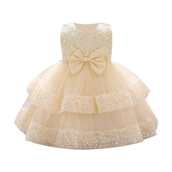 HaiMao Baby Girls Dress Toddler Party Dress Cute Church Baptism Birthday Party formal Dress Rose Gold 6 Months