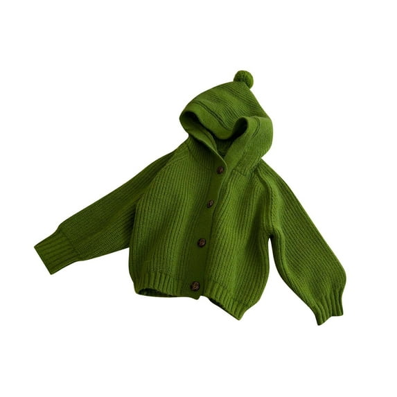 HaiMao Baby Sweater Girl Boys Toddler Knit Sweaters Cardigan for Girls Boys Infant Newborn Jacket Hooded Sweatshirt Green 3 Years