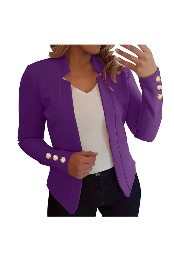 Blazers for Women Casual Dressy Suit Jackets Long Sleeve Lightweight Cardigan Slim Open Front Work office Blazer Fall Purple 12(XXL)