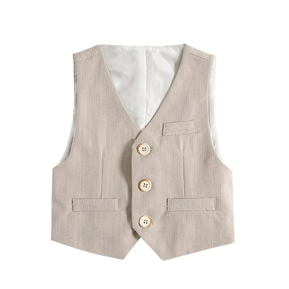 HaiMao Boy's formal Suit Vest Solid Dress Waistcoat Vest Khaki 5 Years