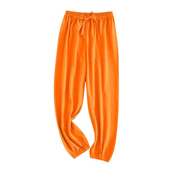 HaiMao Children Long Bloomers Soft Cotton Harem Pants for Boys Girls Orange 8 Years(140)