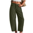 thumbnail image 1 of HaiMao Corduroy Pants Women Elastic Waist Mid-Rise Wide Leg Cropped Pants Baggy Barrel Jeans Trousers with Pockets Army Green 8(L), 1 of 6