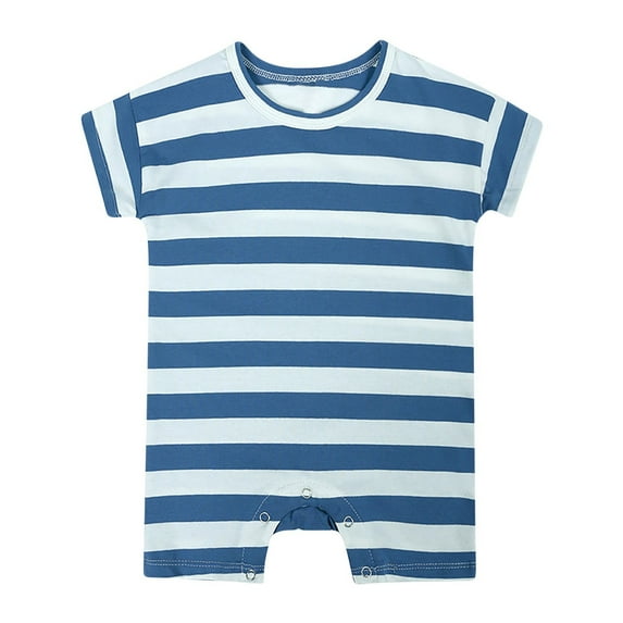Hinvhai Cute Infant Bodysuit Baby Striped Romper Short Sleeve Toddler Girl Romper