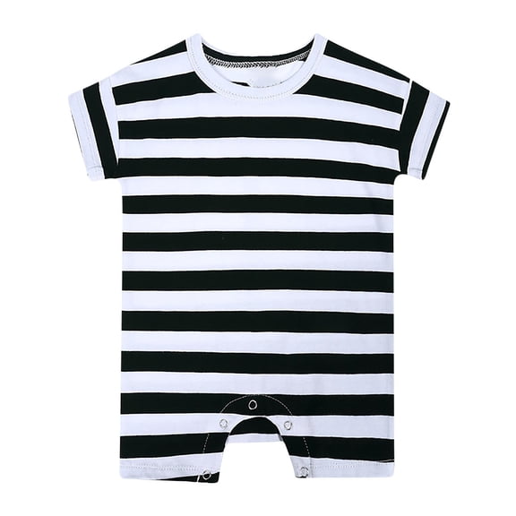 Hinvhai Cute Infant Bodysuit Baby Striped Romper Short Sleeve Toddler Girl Romper