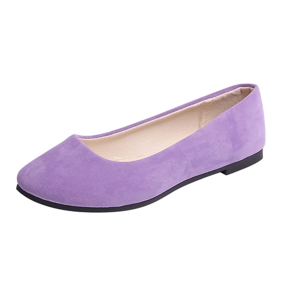 Hinvhai Flats for Women Comfortable Solid Color Soft Flats Square Toe Ballet Shoes Dressy Slip-ons Loafers Purple 7.5(40)